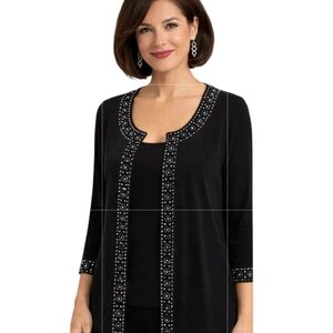 Chico’s Travelers Very Black Beaded Cardigan 8/10